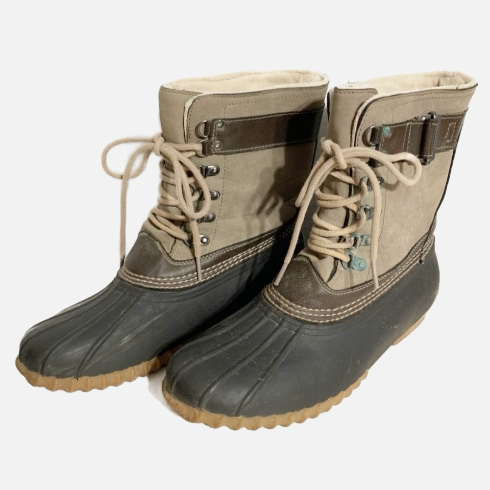 Vintage Esprit Suede Leather and Rubber Duck Boots Lace-up Fleece Lined Winter❄️ - Picture 1 of 9